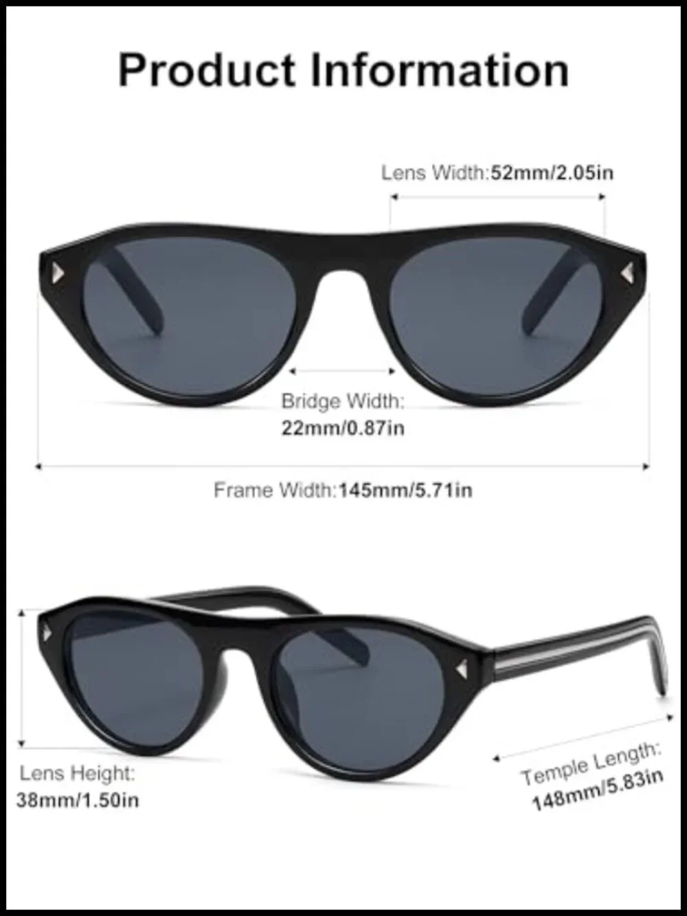 Vintage Retro Oval Cat Eye Sunglasses UV400 Protection Lightweight PC Frame